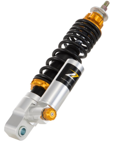 Amortiguador "Black Edition", delantero para Vespa Primavera/Sprint 50 -150cc 2T/4T AC, plata/naranja
