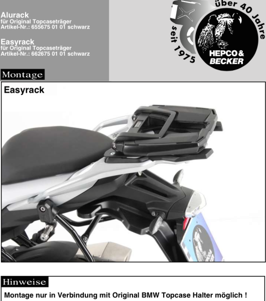 Portamaletas Easyrack para combinar con el portamaletas original BMW para BMW S 1000 XR (15-19)
