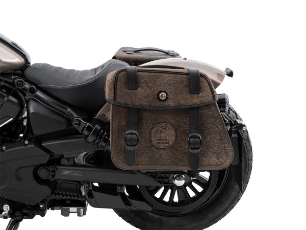 Juego de bolsas recortables marrón incl. soporte para Indian Scout Bobber 1250 (25-) Hepco & Becker