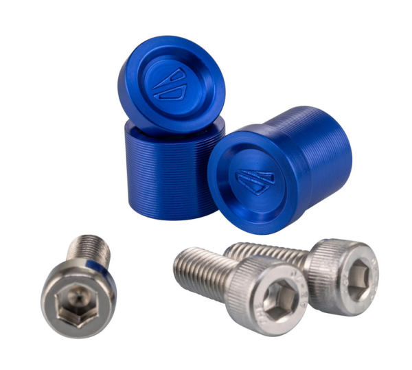 Tapa del orificio del espejo izquierda y derecha FABRICA para Vespa, anodizado azul