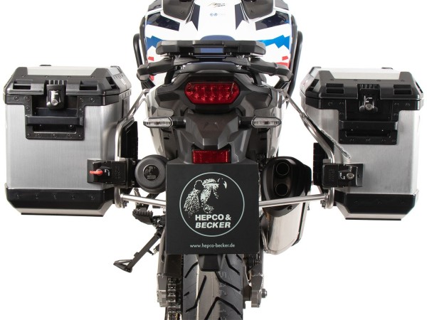 Juego de maletas recortables Xplorer plata + soporte recortable plata para Honda CRF 1100 Africa Twin Adventure