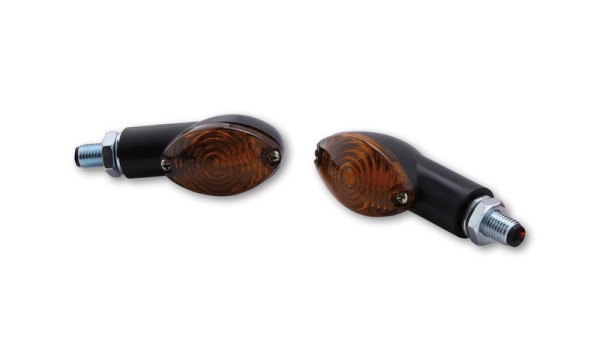 HIGHSIDER Bombillas Smart Cateye Mini carcasa de intermitente negra / lente gris humo (par), delantera y trasera