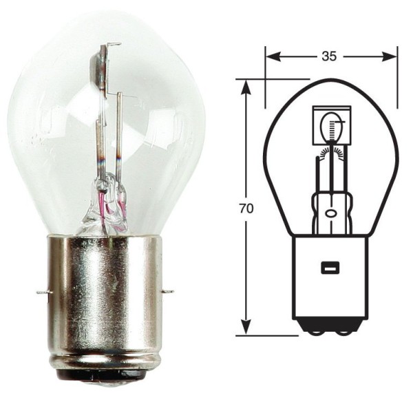 Bombilla anular, lámpara incandescente, 12 V, 35/35 W, BA20d