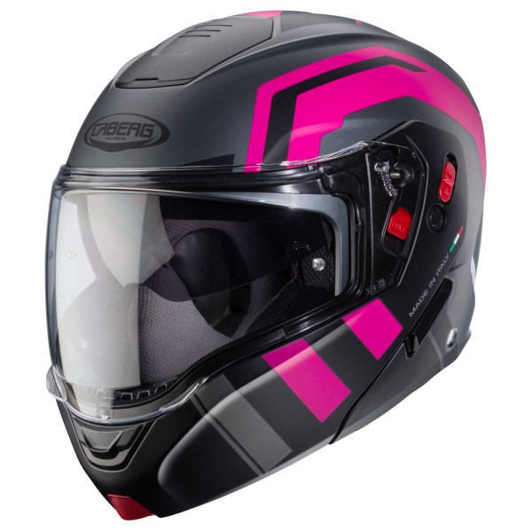 Casco Caberg Horus X Road mate-gun metálico/negro-fucsia