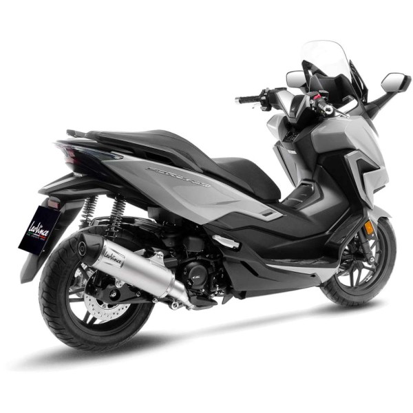 Sistema de escape LeoVince LV One Evo para Honda Forza 350, acero inoxidable plata, slip on, E-certificate