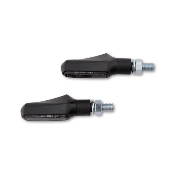 HIGHSIDER Smart Shorty-Fin Indicador LED carcasa negro / lente gris humo (par), delantero y trasero