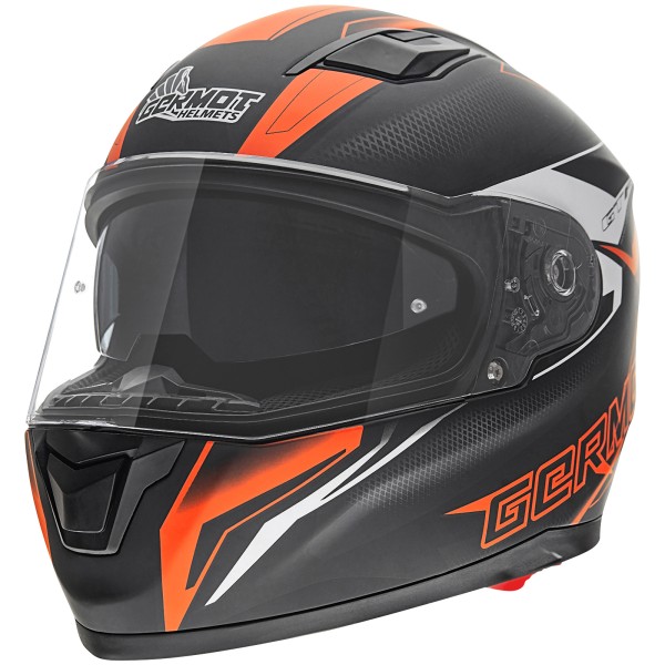 Casco integral Germot GM 330, negro/naranja mate