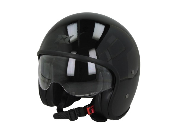 Casco jet Axxis Hornet Fiber SV, liso, negro, brillante, fibra de vidrio, ECE 22.06