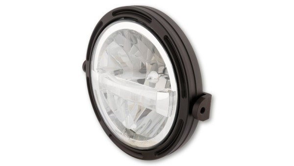HIGHSIDER pro 7 pulgadas Faro delantero Marco-R1 Tipo 4 LED Negro Montaje lateral