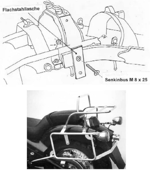 Portaequipajes superior tubular y portaequipajes lateral cromados para Honda VT 600 C (88-00)