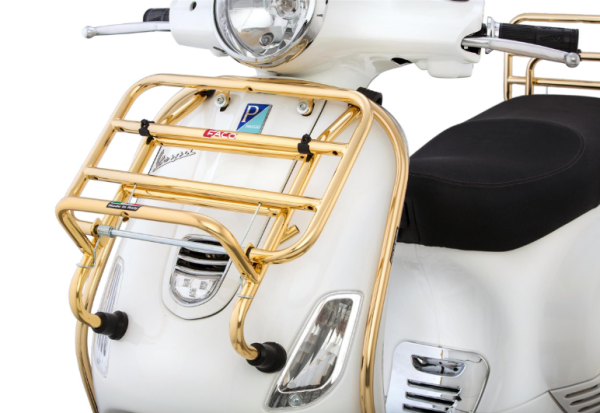Portaequipajes delantero para Vespa LX/LXV 50-150cc, plegable, dorado