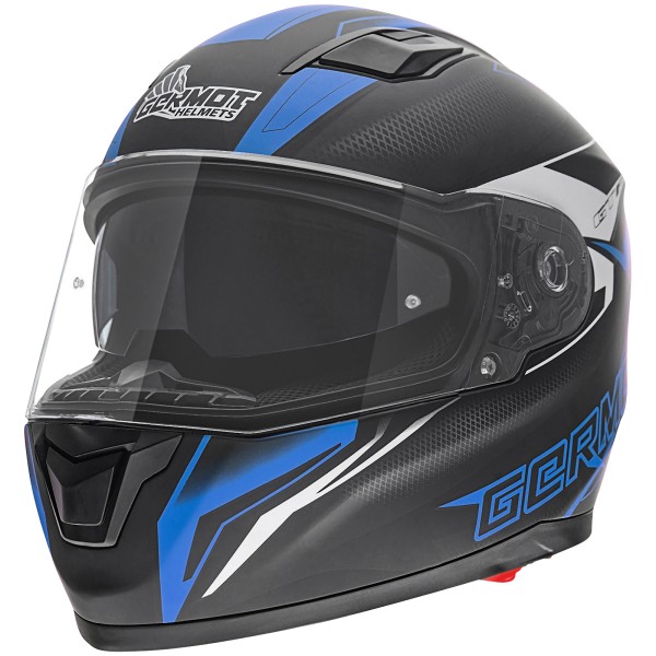 Casco integral Germot GM 330, negro/azul mate