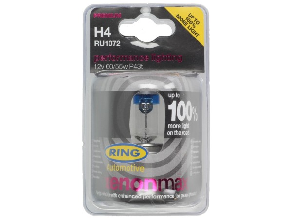 Bombilla de anillo, bombilla, H4, +100% más de luz, 12 V, 60/55 W, P43t