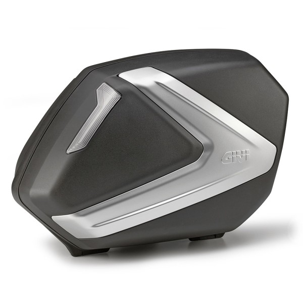 Juego de maletas laterales V37 TECH MONOKEY con tapa plateada y reflectores transparentes Givi