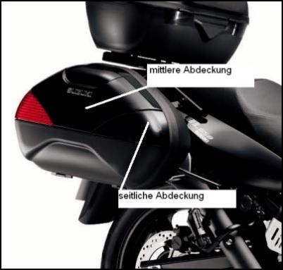 Tapa de la maleta lateral, negra para Suzuki V-Strom 650 BJ. 2009-2011/ V-Strom 650 BJ. 2004-2008