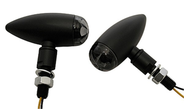 HIGHSIDER Pro Micro-Bullet LED Indicador Carcasa Negro / Lente Transparente (Pareja), Delantero y Trasero
