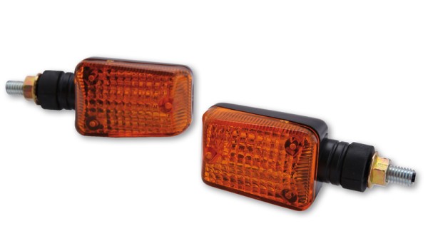 HIGHSIDER Mini bombilla intermitente carcasa negra / lente naranja (par), delantera y trasera