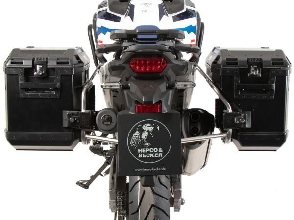 Juego de maletas recortables Xplorer negro + soporte recortable plata para Honda CRF 1100L Africa Twin Adventure