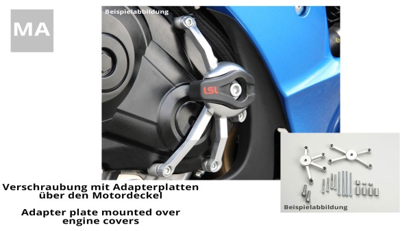 LSL Crash Pad Befestigungskit für Honda CBR500R / CB500F, 2013 -, mit Adapterplatten