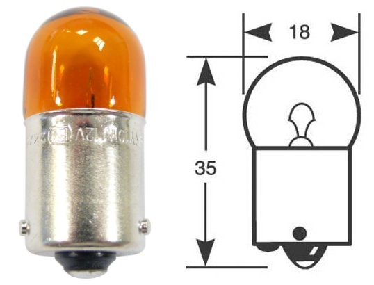 Bombilla de anillo, lámpara incandescente, caja de 10, 12 V, 10 W, BAU15s, naranja