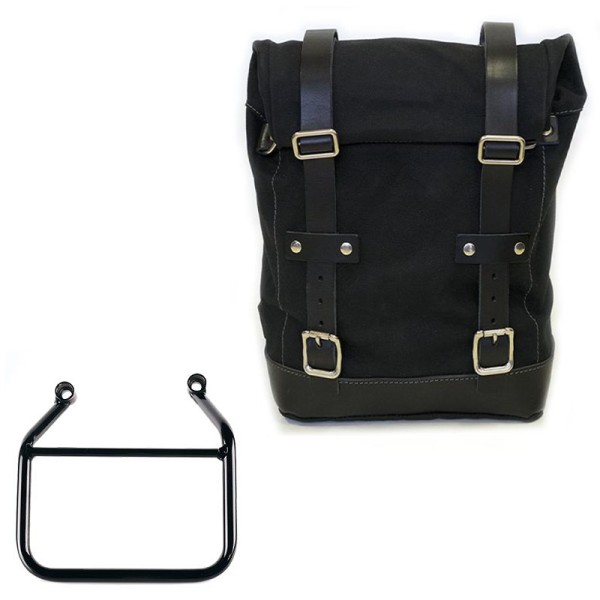 Bolsa lateral de lona izquierda 10L-14L + cuadro Triumph Scrambler 400 X - Negro/Negro