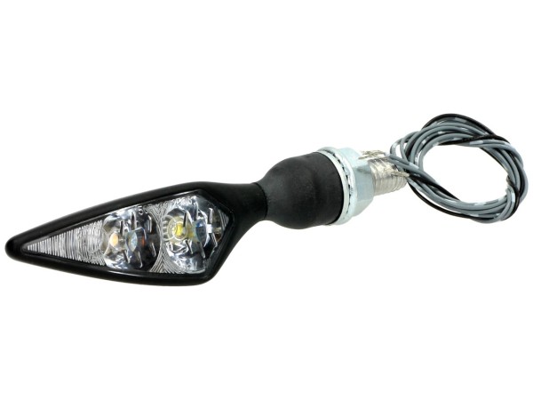 Indicador Kellermann, Rhombus PL, acero, LED, frontal derecho, 12 V, negro satinado, homologado E