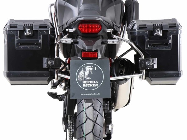 Juego de maletas recortables Xplorer negro + soporte recortable plata para Honda CRF1000 Africa Twin Adventure