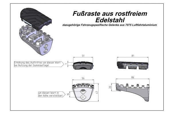 SW-Motech Estriberas regulables ION, acero inoxidable, para Honda CRF 1000 L Africa Twin - SW Motech