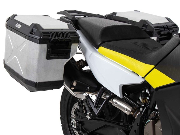 Maletín Xplorer plateado + soporte recortado para Husqvarna Norden 901 (22-) Hepco & Becker