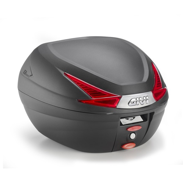 B330 MONOLOCK Topcase negro con reflectores rojos y placa Givi