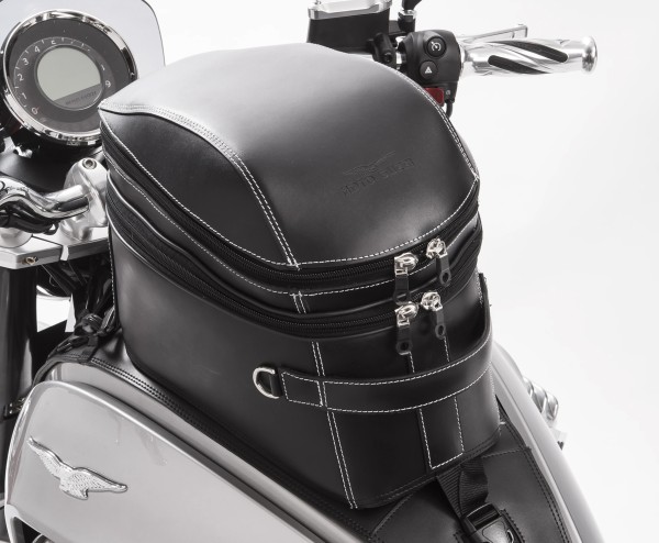 Bolsa de depósito original, de cuero, negra para Moto Guzzi Eldorado