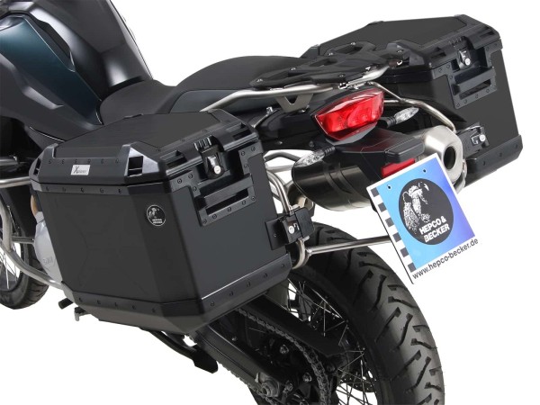 Juego portamaletas Cutout de acero inoxidable incl. juego portamaletas Xplorer Cutout negro para BMW F 750 GS