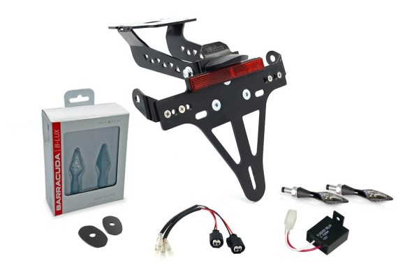 Soporte de matrícula (incl. intermitentes Barracuda delanteros + traseros) para Kawasaki Z 900 (20-)