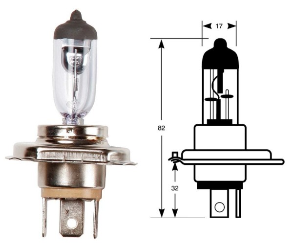 Bombilla de anillo, bombilla, H4, blister 1 pieza, 12 V, 60/55 W, P43t