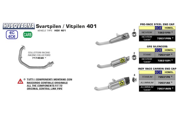 ARROW Auspuff DARK INDY RACE für Husqvarna Svartpilen 401 / Vitpilen 401 2020-, Aluminium schwarz