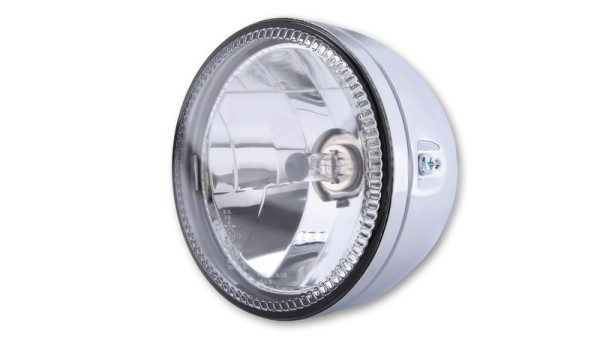 HIGHSIDER pro 5 3/4 pulgadas faro principal Skyline H4 cromado Con anillo de luz de estacionamiento LED, homologado E (1ud.)