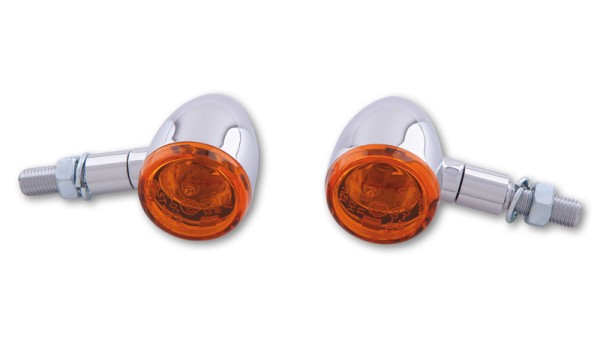 HIGHSIDER Smart Bullet Bombilla intermitente carcasa cromada / lente naranja (par), delantera y trasera