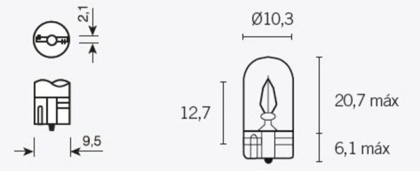 Bombillas Tecnium T10 12V 3W - x10