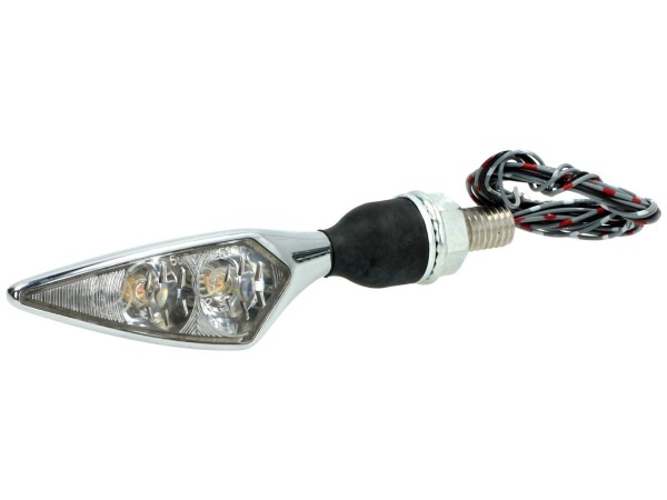 Indicador Kellermann, luz trasera y de freno, Rombo DF, acero, LED, HL, 12 V, cromo brillante, M8x20