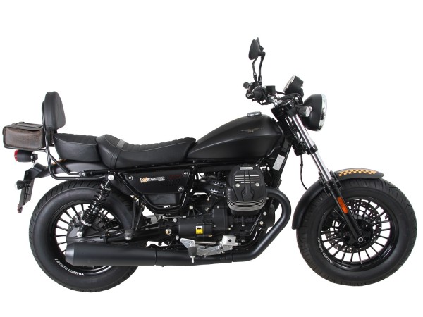 Sissybar con portaequipajes negro para el modelo V 9 Roamer (My.17-) con banco de asiento largo