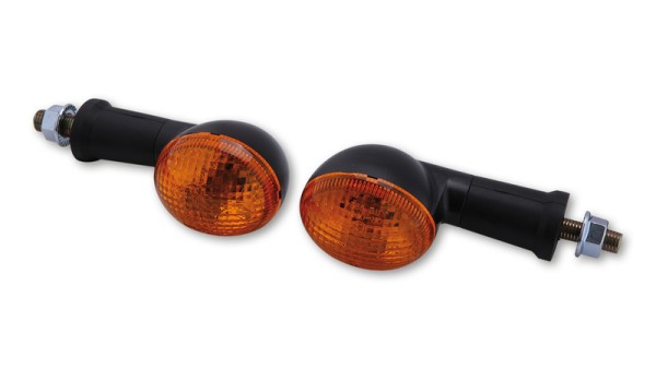HIGHSIDER Bombillas ovaladas inteligentes Mini carcasa de intermitente negro / lente naranja (par), delantera y trasera