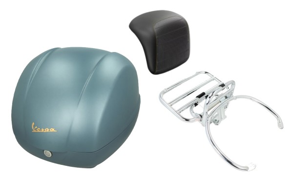 Kit Topcase 36L Azul Officina 8 (D31), portaequipajes cromado para Vespa GTS 125/300/310