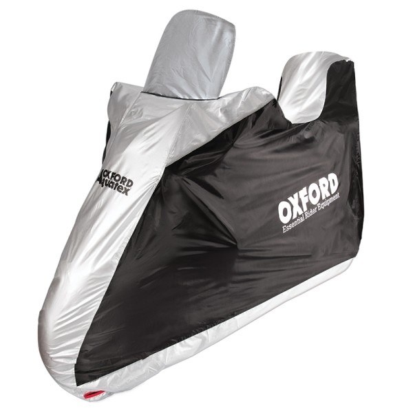Funda Oxford para Interior / Exterior Aquatex Negro/Plateado - Scooter - con Topcase y Parabrisas -