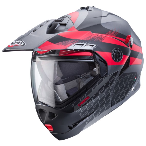 Casco Caberg Tourmax X Sarabe mate-gun metálico/negro-rojo