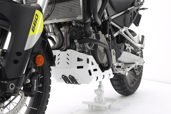 Guardamotor de aluminio blanco para Aprilia Tuareg 660