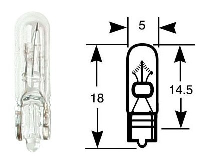 Bombilla anular, lámpara incandescente, caja simple, 12 V, 1,2 W, W2x4,6d