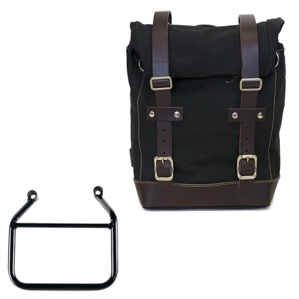 Bolsa lateral de lona derecha 10L-14L + cuadro Triumph Scrambler 400 X - Negro/Marrón