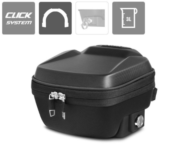 Mochila de depósito Shad de 3 litros, sistema Click, con cerradura