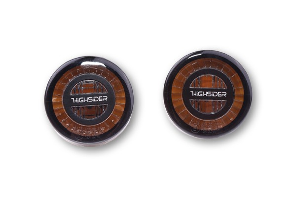 HIGHSIDER Pro Rocket Carcasa del intermitente LED negro / lente gris humo (par), delantero y trasero