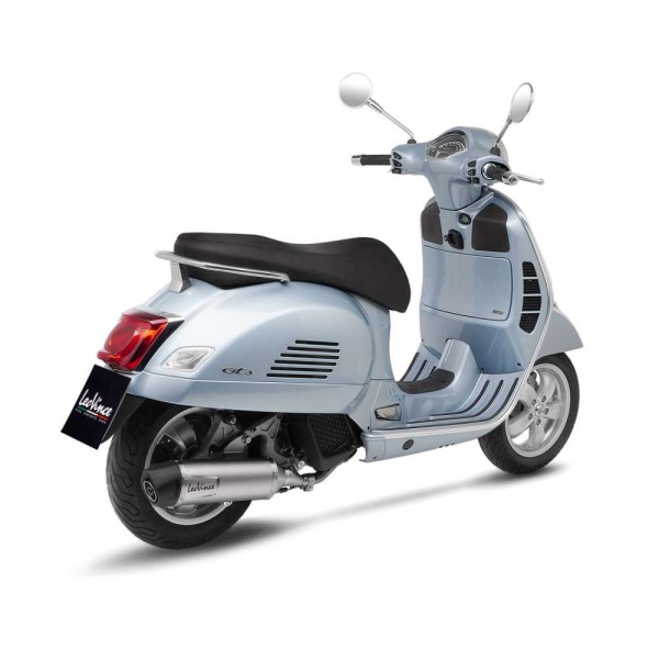 Sistema de escape LeoVince LV One Evo para Vespa GTS 125 /Super, plata, slip on, certificado E, Euro5